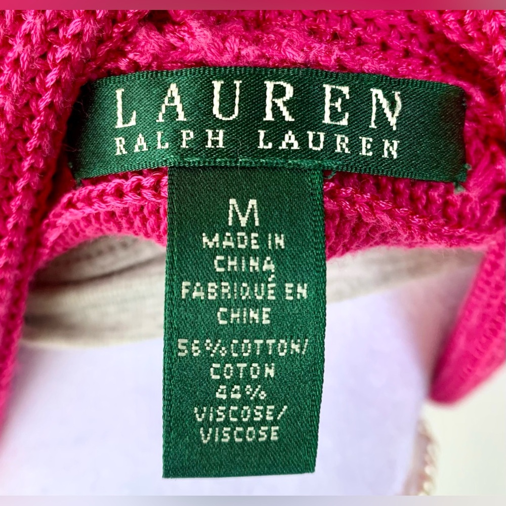 Lauren by Ralph Lauren Hot Pink Cable Knit Cardigan - Picture 9 of 9